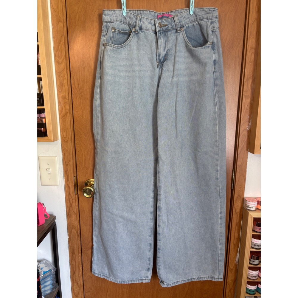 Edikted Light Wash Wide Leg Baggy Jeans Womens Size Medium High Waisted Denim